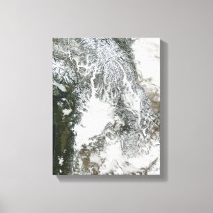 Fog and snow in the Pacific Northwest (true col Canvas Print