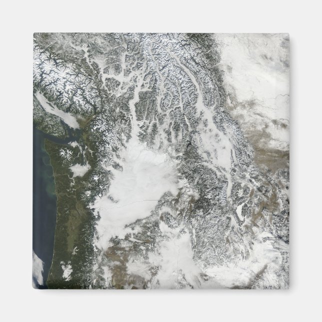 Fog and snow in the Pacific Northwest (true col Magnet (Front)
