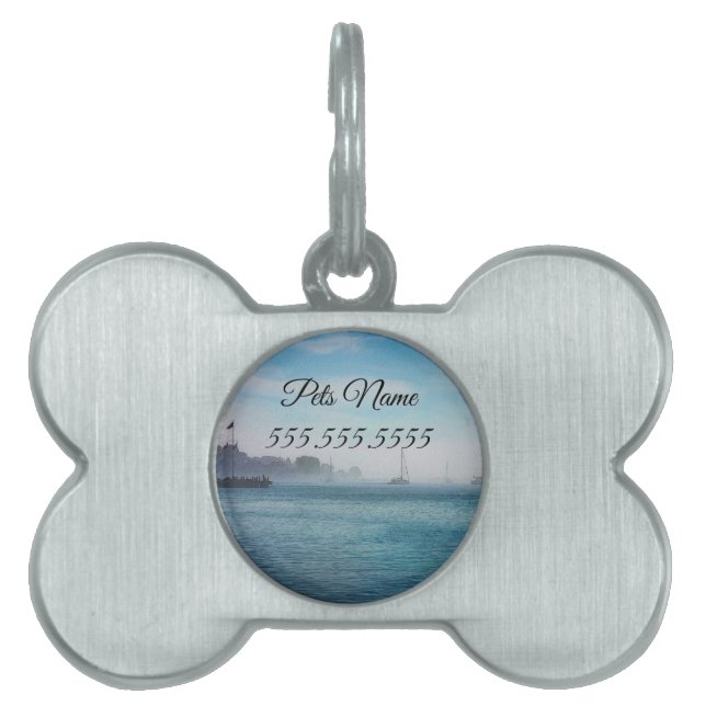 Fog At Mackinac Harbour Pet ID Tag (Front)