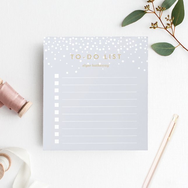 Fog | Confetti Dots Personalised To-Do List Notepad (Creator Uploaded)