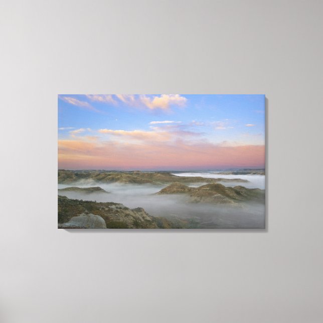 Fog from the Little Missouri River hangs in the Canvas Print (Front)