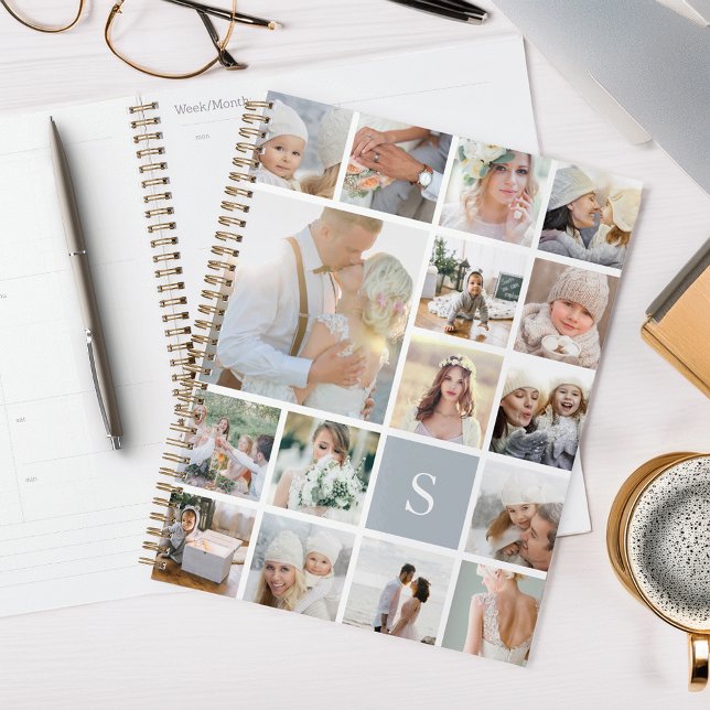 Fog Grey Monogram Photo Collage Planner (Creator Uploaded)