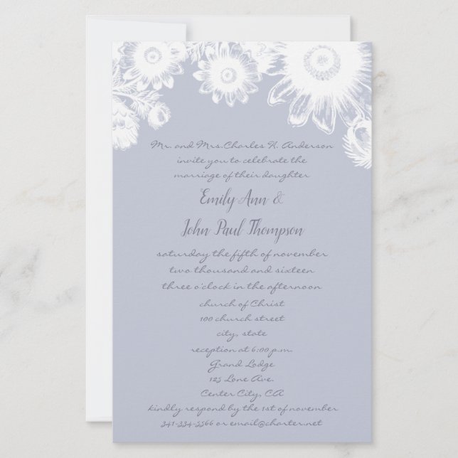 Fog Grey Vintage Floral Wedding (Front)