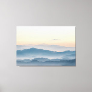 Fog layers, hills and mountains canvas print