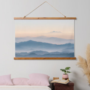 Fog layers, hills and mountains hanging tapestry