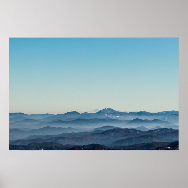 Fog layers, hills and mountains poster (Front)