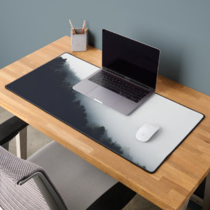 Fog over forest diagonal layers desk mat