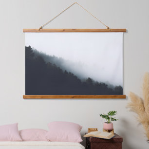 Fog over forest diagonal layers hanging tapestry