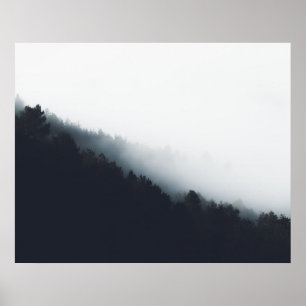 Fog over forest diagonal layers poster