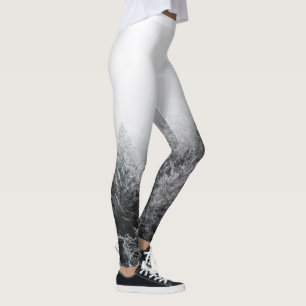 Fog over frozen forest leggings