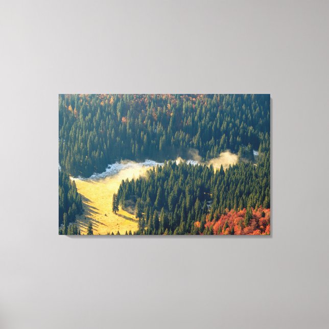 Fog rolling on a lonely autumn field canvas print (Front)