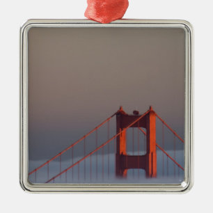 Fog rolls through the San Francisco bay covering Metal Tree Decoration