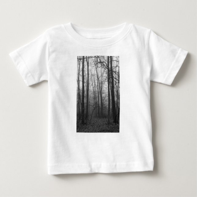 Fog Through The Woods Grayscale Baby T-Shirt (Front)