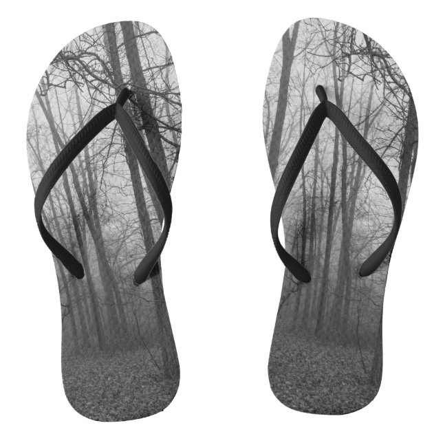 Fog Through The Woods Grayscale Jandals (Footbed)