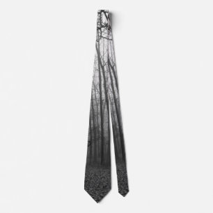 Fog Through The Woods Grayscale Neck Tie