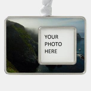 Foggy Anacapa Island at Channel Islands Silver Plated Framed Ornament