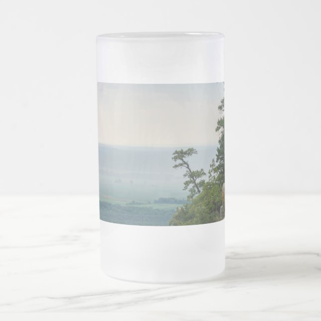 Foggy At Petit Jean Frosted Glass Beer Mug (Center)