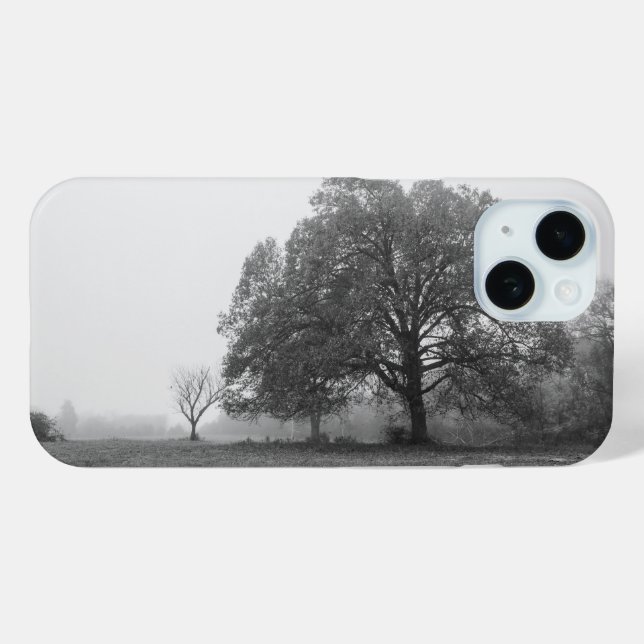Foggy Autumn Morning Grayscale iPhone Case (Back (Horizontal))