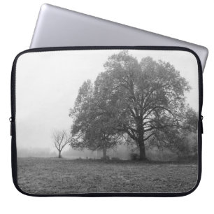 Foggy Autumn Morning Grayscale Laptop Sleeve