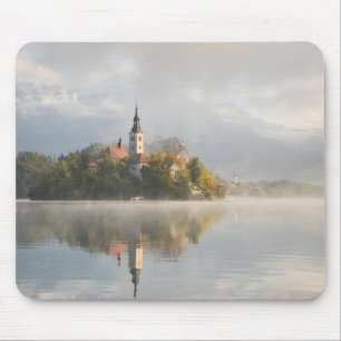 Foggy Bled Lake sunrise mousepad