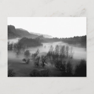 Foggy Columbia Gorge in Monochrome Postcard