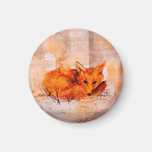 foggy day, little fox magnet