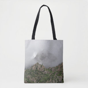 Foggy Desert Mountain Landscape Photo Morning Fog Tote Bag