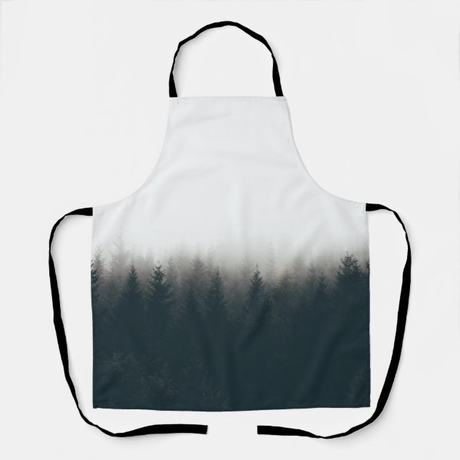 Foggy Forest Pine Mountain Aesthetic Art Apron (Front)