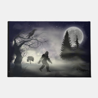 Foggy Forest - Raven and Bigfoot Sasquatch Doormat