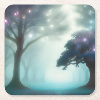 Foggy Forest Square Paper Coaster