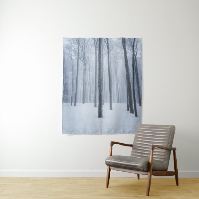 Foggy frozen winter forest tapestry (In Situ)
