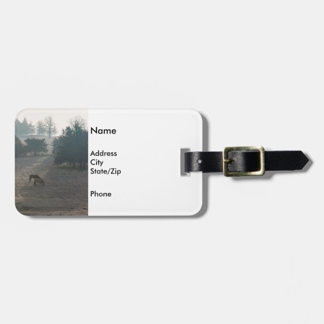 Foggy Grazing Luggage Tag (Front Horizontal)