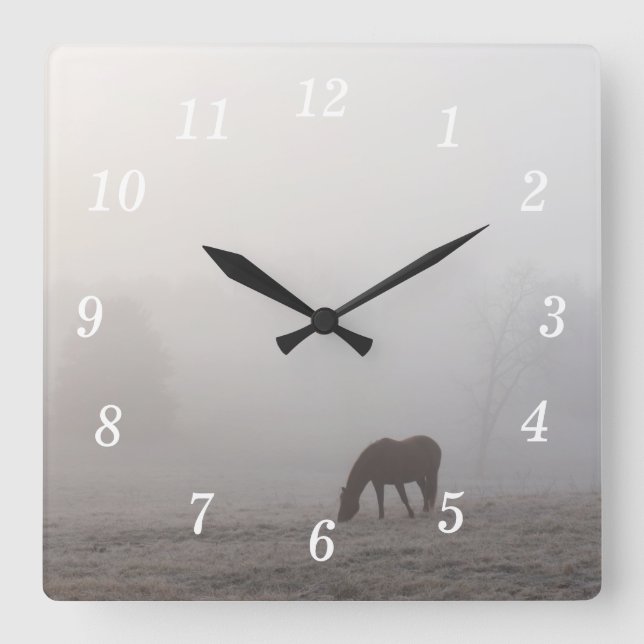 Foggy Grazing Wall Clock (Front)