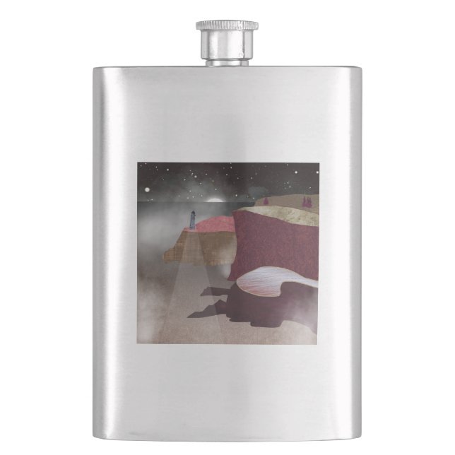 Foggy Lighthouse Hip Flask (Front)