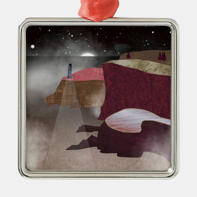 Foggy Lighthouse Metal Tree Decoration (Front)