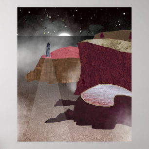 Foggy Lighthouse Poster