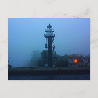 Foggy Mid Pier Lighthouse Postcard