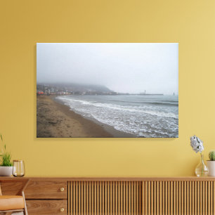 Foggy Morning on South Bay Beach, Scarborough Canvas Print