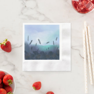 Foggy morning over the cornfield napkin