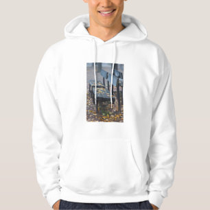 Foggy morning park bench, Germany Hoodie