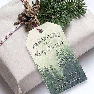 Foggy Mountain Pines Rustic Holiday Gift Tags
