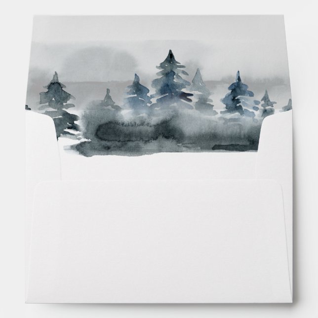 Foggy Mountain Watercolor Wedding  Envelope (Back (Bottom))