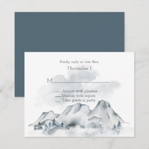 Foggy Mountain Watercolor Wedding RSVP Invitation