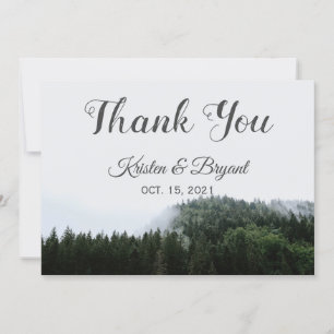 Foggy Pine Trees Rain Forest Wedding Thank You Card