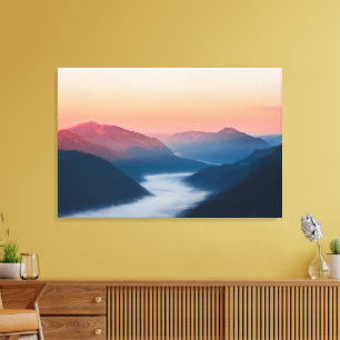 Foggy river Soča at sunrise Canvas Print