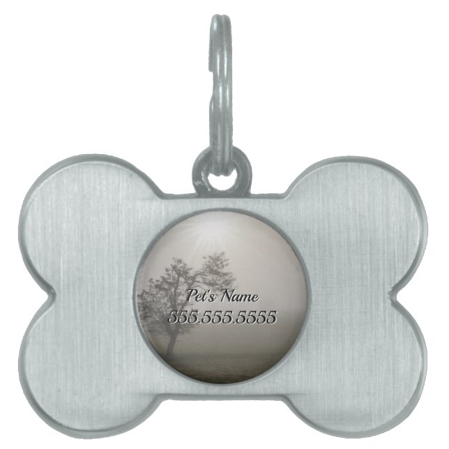 Foggy Starburst Tree Landscape Pet ID Tag (Front)