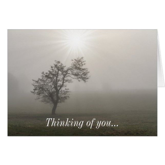 Foggy Starburst Tree Landscape Thinking Of U Card (Front Horizontal)
