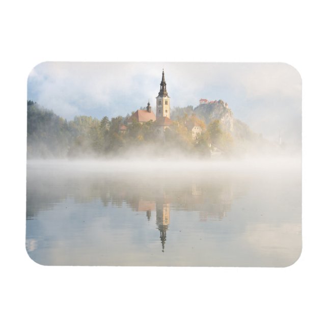 Foggy sunrise at Lake Bled Magnet (Horizontal)