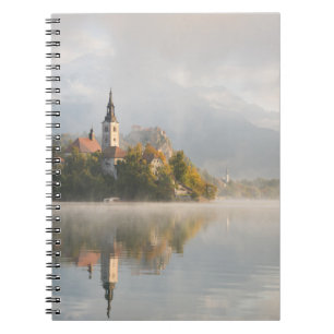 Foggy sunrise Lake Bled notebook