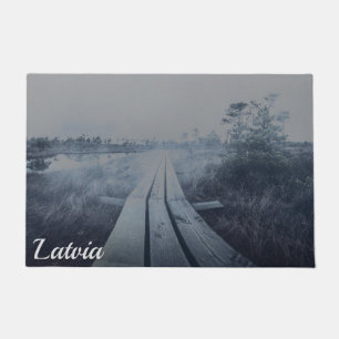 Foggy swamp landscape doormat